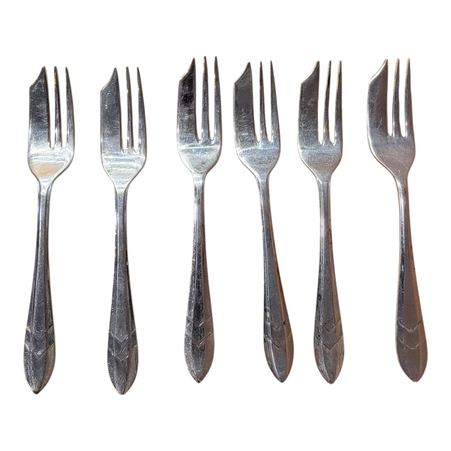 Vintage MS LTD EPNS Sheffield England Set of 6 Silverplate Dessert Forks
