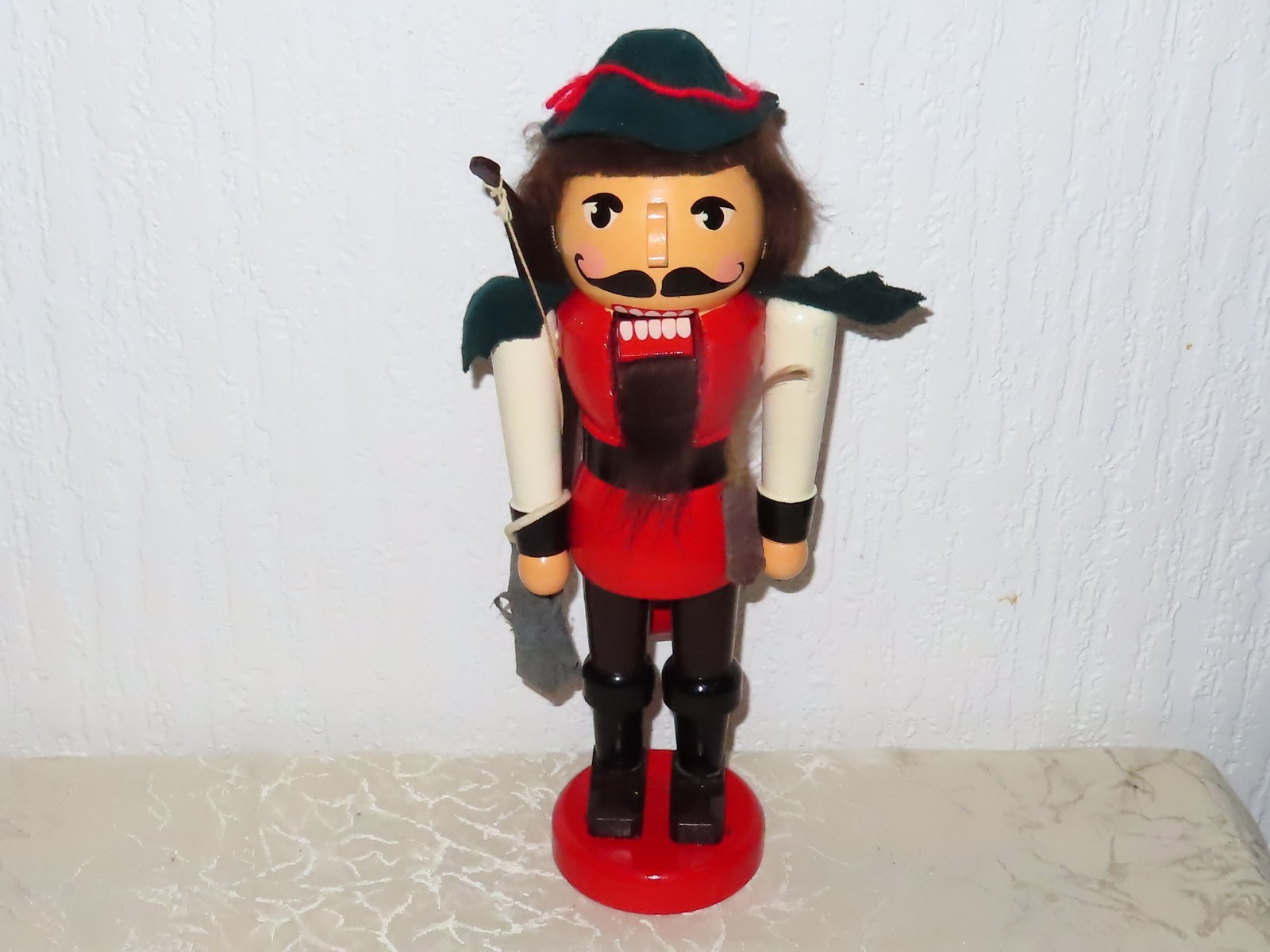 Wooden Figure Nutcracker With Bow Probably Erzgebirge!