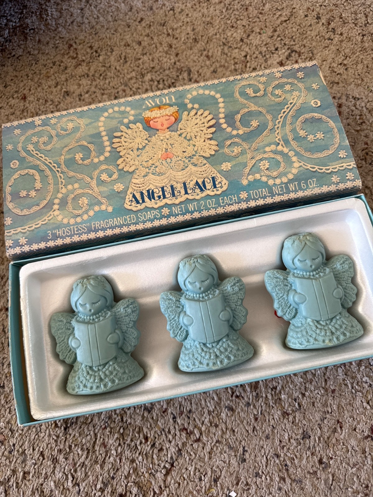 vintage avon angel lace 3 hostess frangranced soaps 2 oz each total 6 oz
