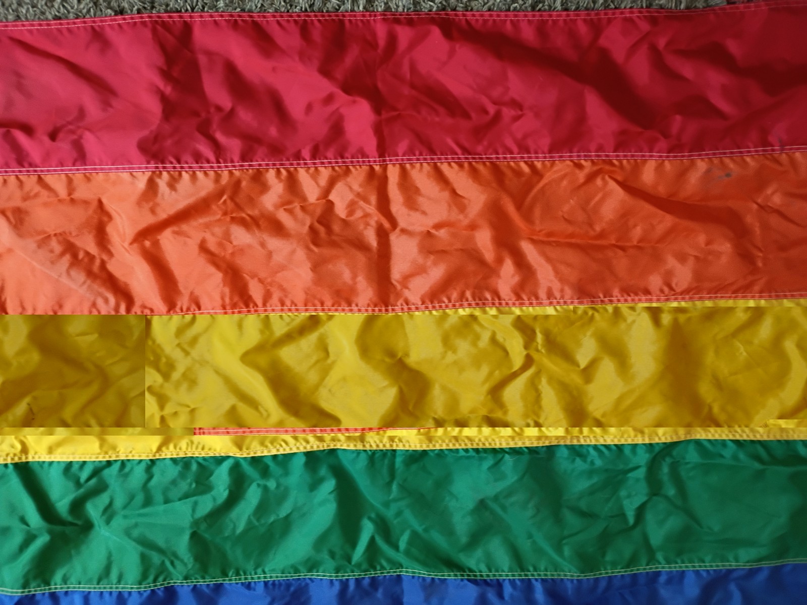 Vintage 1979 PARA-LITE PARAMOUNT FLAG CO RAINBOW PRIDE FLAG LGBT 3X5″ NYLON GAY