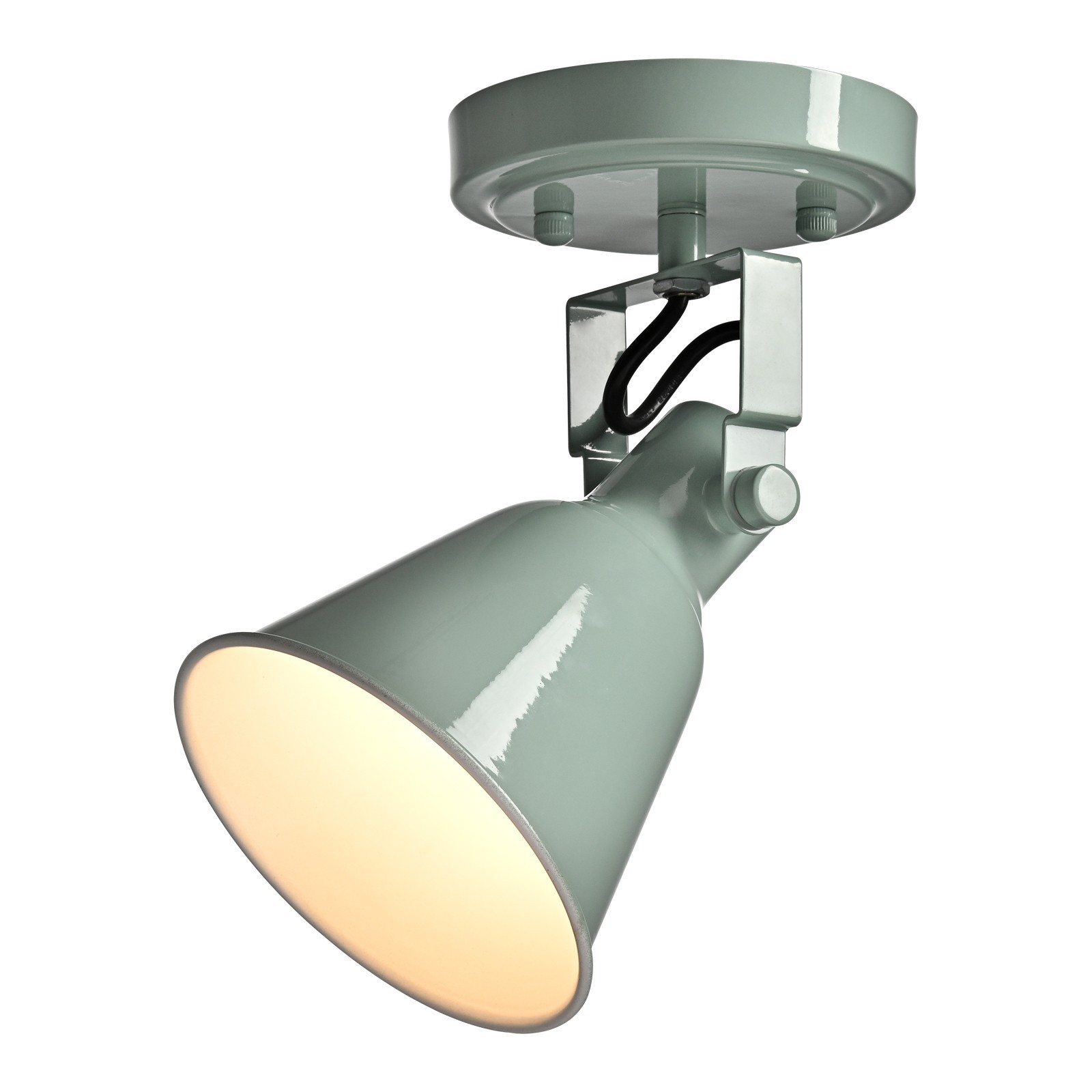 1-Light Adjustable Mint Green Spotlight Semi Flush Mount Ceiling Light