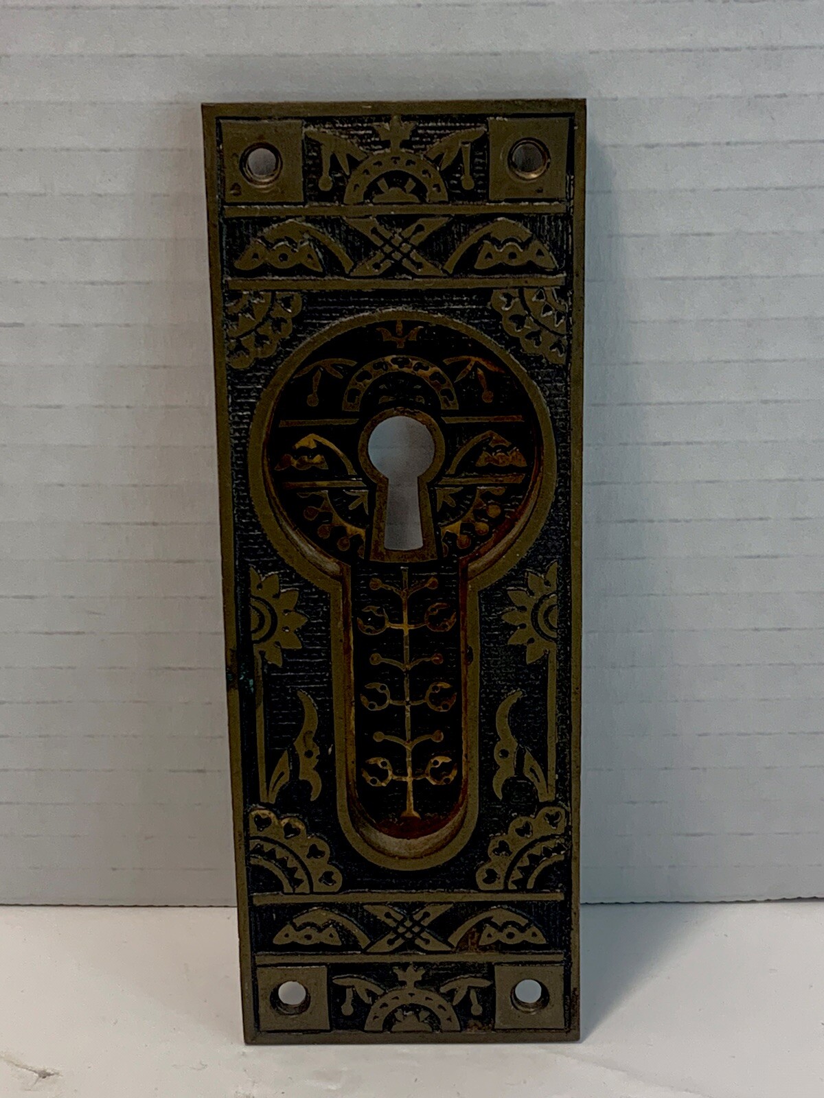 Vintage Metal Ornate Key Hole Plate Good Condition