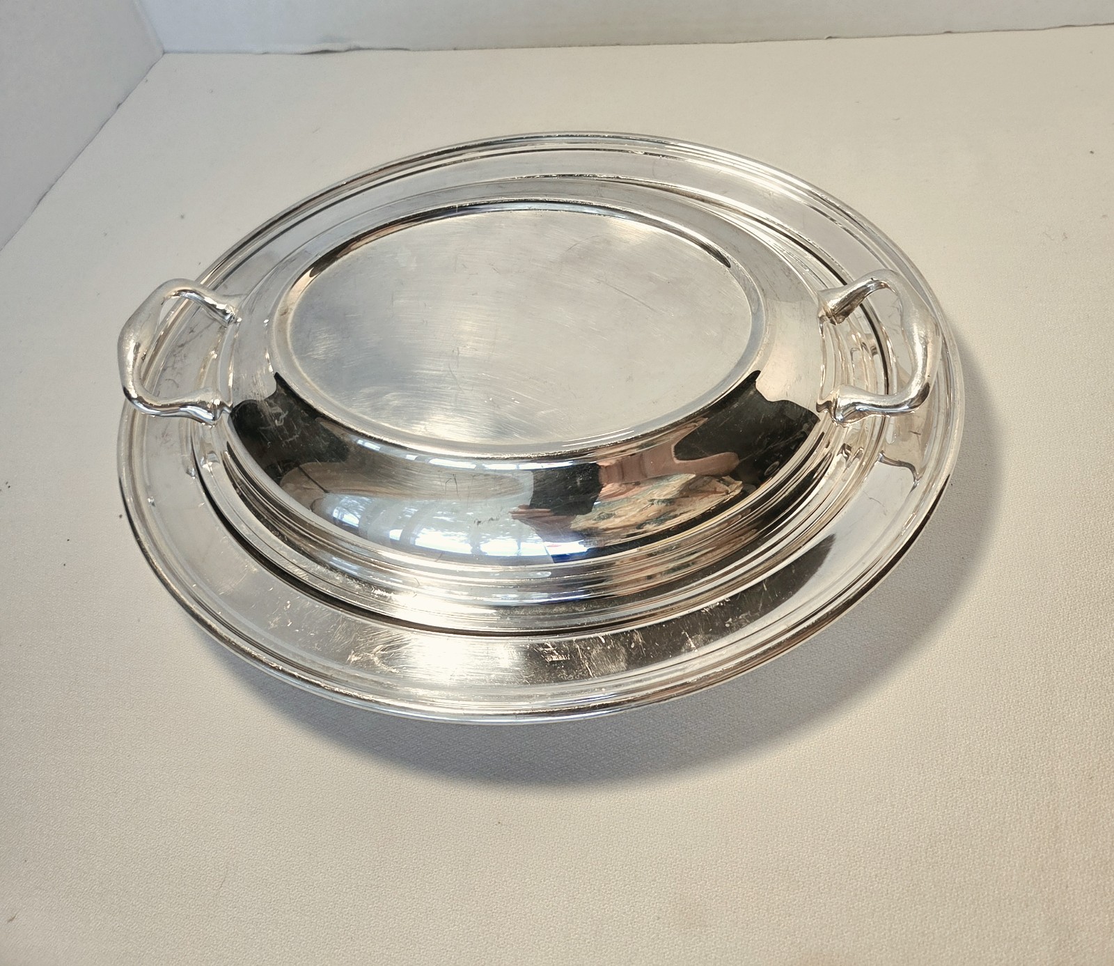 Vintage “ACADEMY” 102 Silver Plate on Copper Serving Dish with Lid