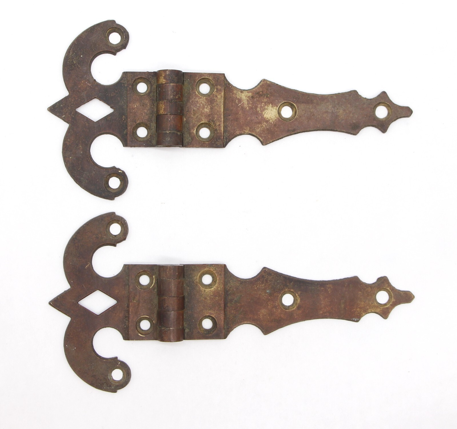 Pair of Antique 8.75 in. Gothic Bronze Ice Box Door Hinges