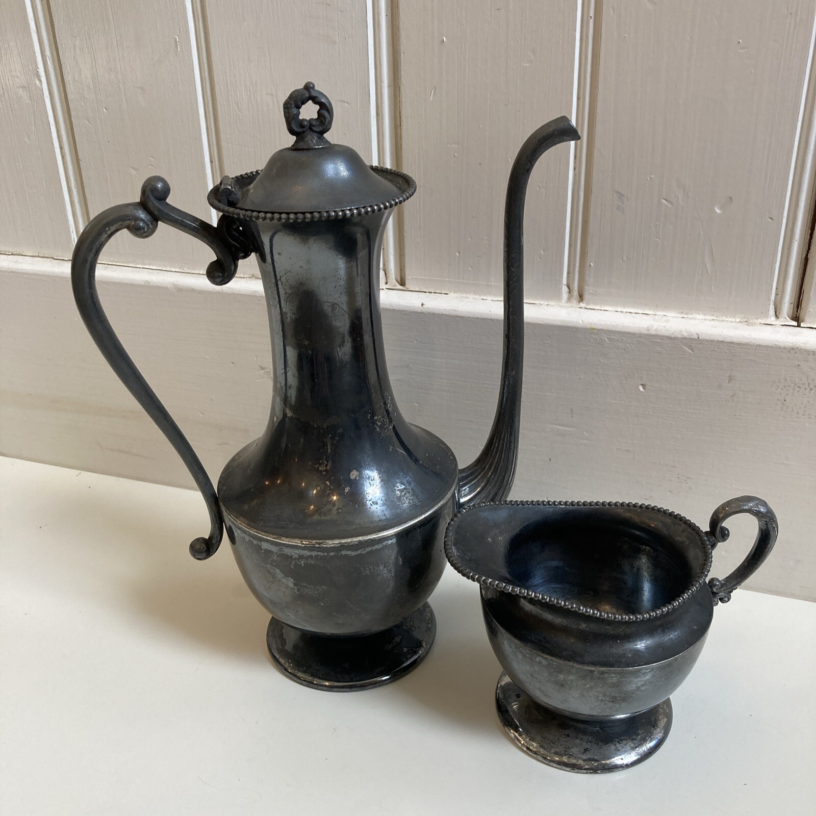 benedict quadruple plate pitcher and creamer Tarnished