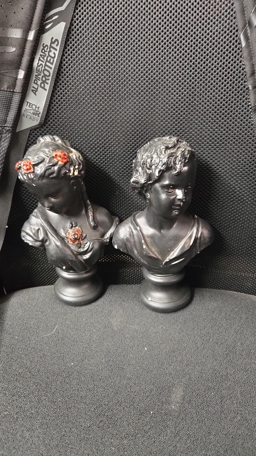Chalkware Or Plaster with A Black Finish. Very Good Condition See Photos
