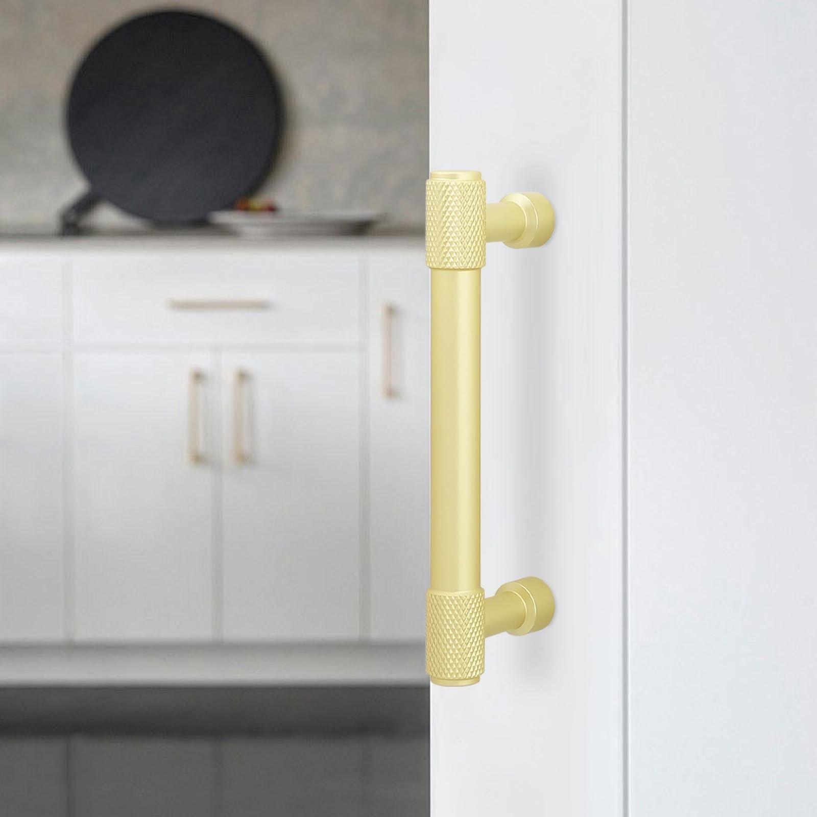 10 Pack 3Inch(76mm) Brushed Gold Kitchen Cabinet Handles Knurled Cabinet Pull…