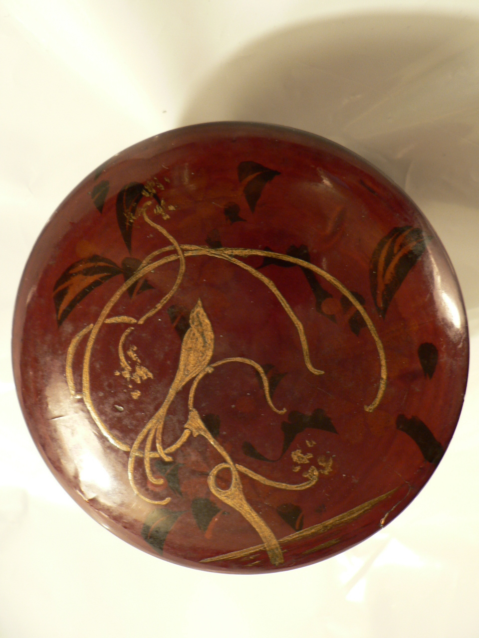 Vtg Antique Chinese Red Lacquer Antique Papier Mache Black Red box Fine