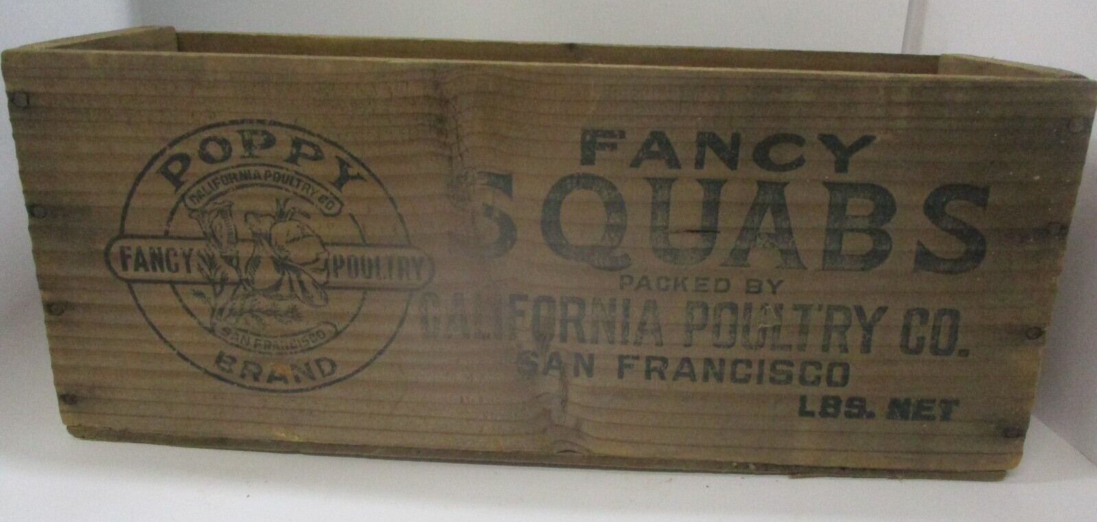 Vintage Wood Crate California Poultry Co Poppy Brand Fancy Squabs