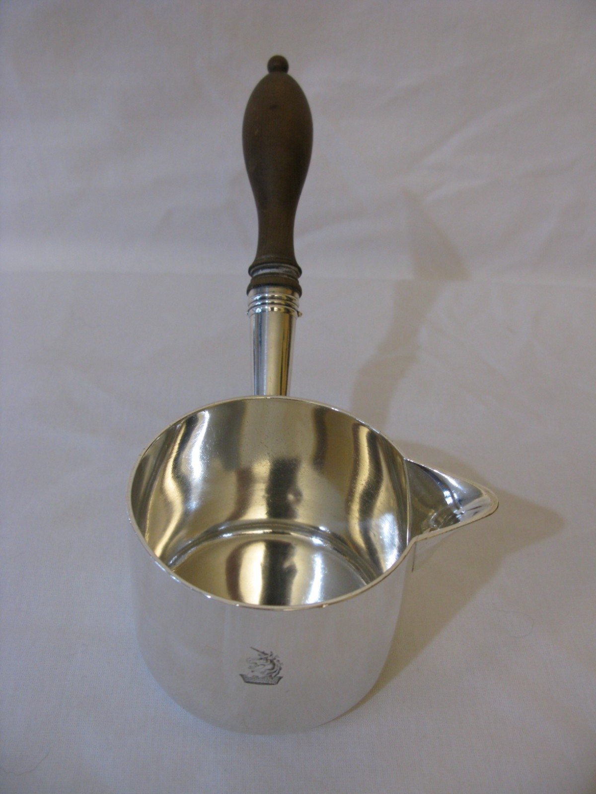 ANTIQUE ENGLISH STERLING SILVER SAUCE PAN by EMES & BARNARD, LONDON, 1812