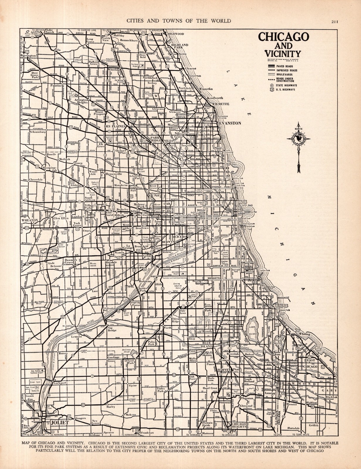1939 Vintage Chicago Illinois Street Map Wall Decor City Map of Chicago 2963