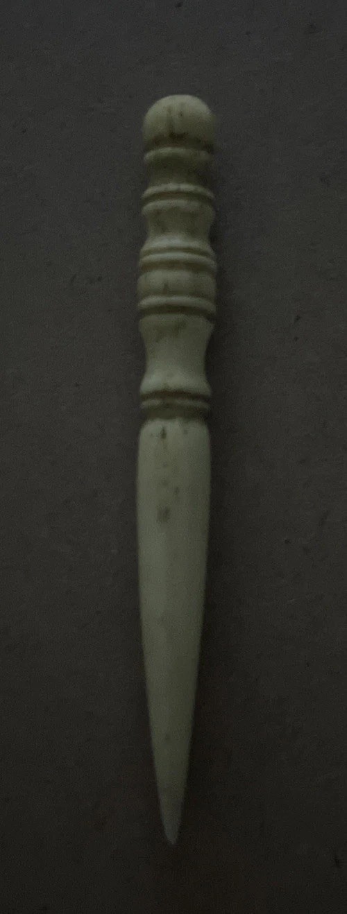 Antique Victorian Bone Celluloid Sewing Awl, Needle, Bodkin – Stiletto 3” Tool