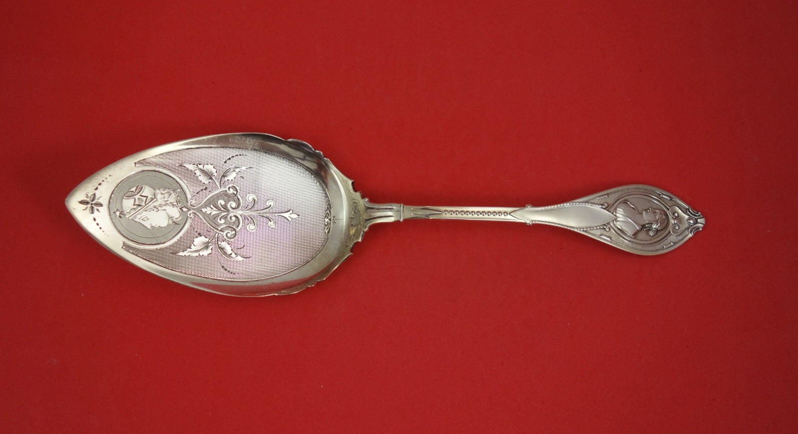 Medallion by Various Makers Sterling Pie Server AS engine turned blade 10 1/2″