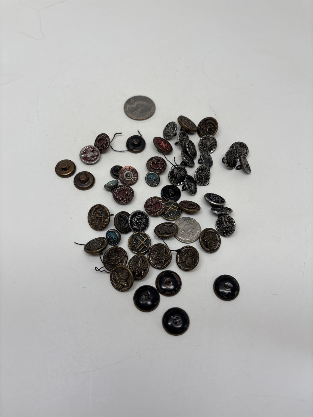 RARE ANTIQUE COLLECTION VICTORIAN STEEL CUT BUTTONS LOT of 50