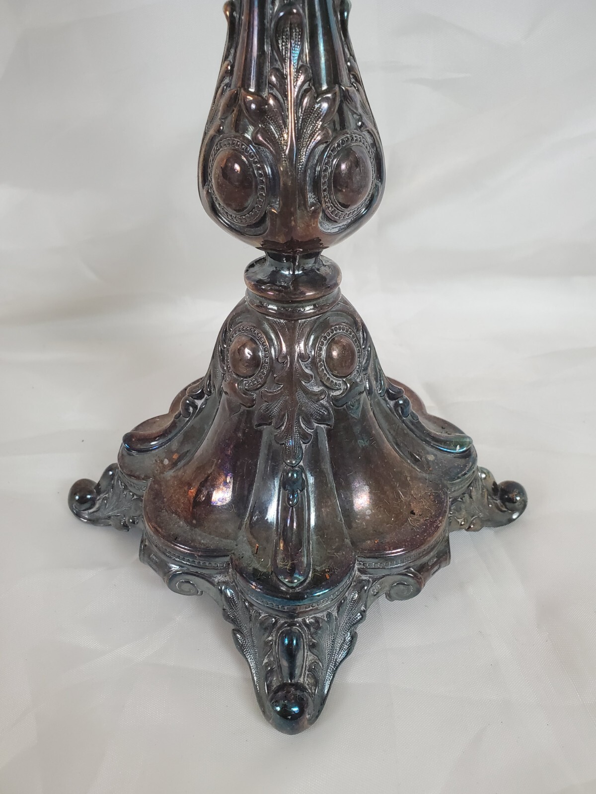 Norblin? Silver Plated Sabbath Candlestick Ornate. Marked GP