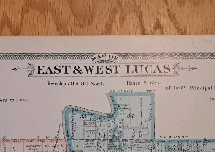 1900 Map of Iowa City IA Towships 79 & 80 East West Lucas Antique 17 x 15″ NICE