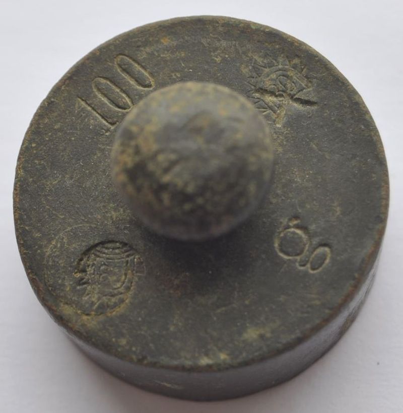 1900s Imperial Russia or Sweden Solid Bronze Scales Weight Marked 100 grams