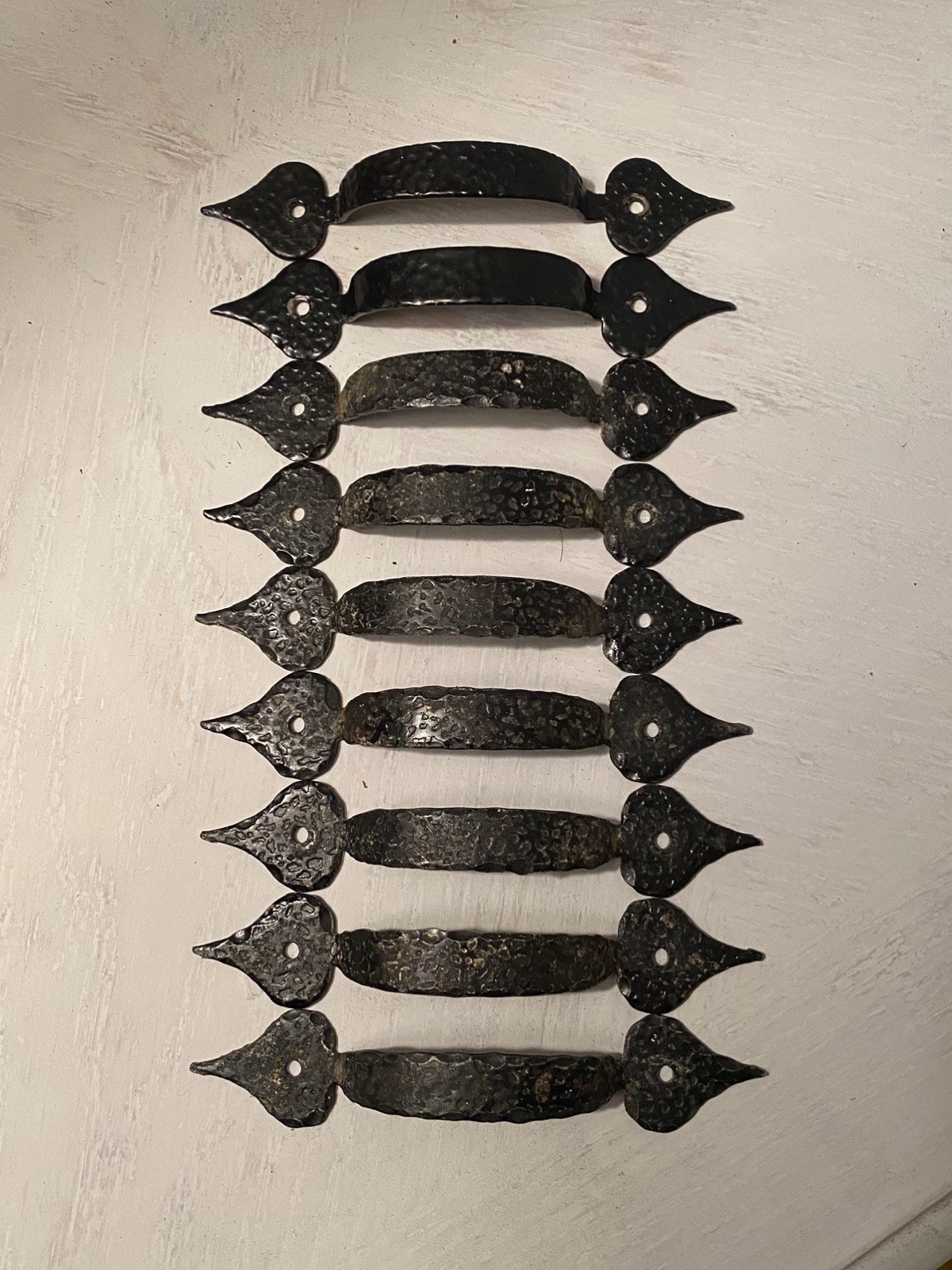 VINTAGE 3 1/4 INCH SPADE DRAWER PULLS IN BLACK SET OF 9