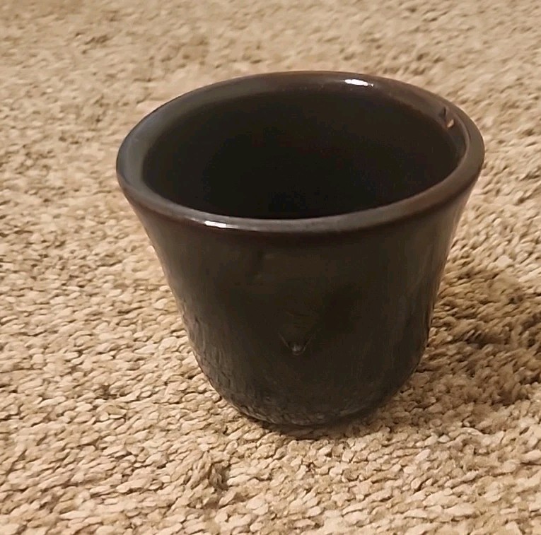 Hand Dipped Blue Glazed Stoneware Primitive Crock Planter Mug cup Catch all 3″
