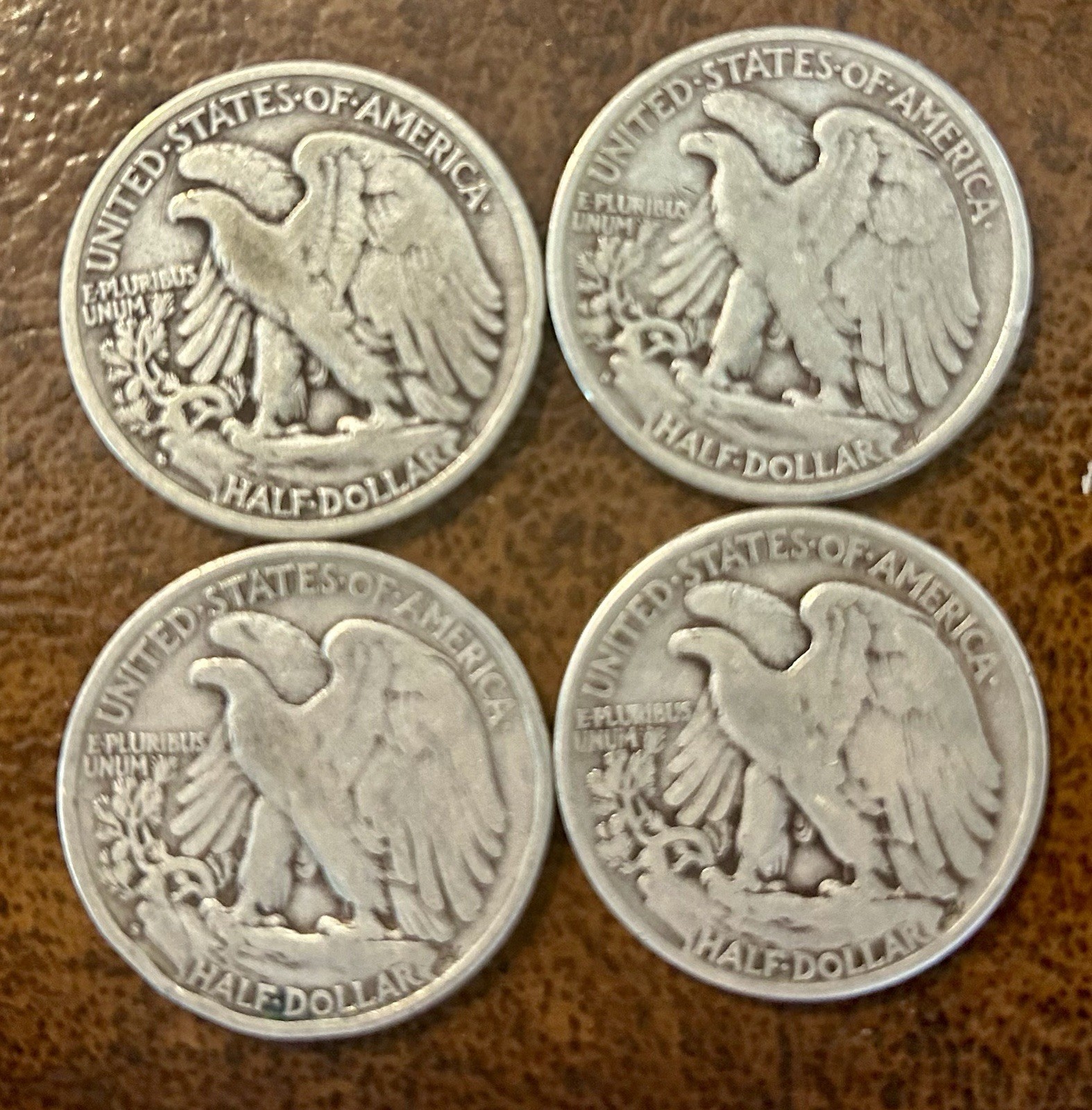 Random 4 pieces Liberty Walking Half Dollars