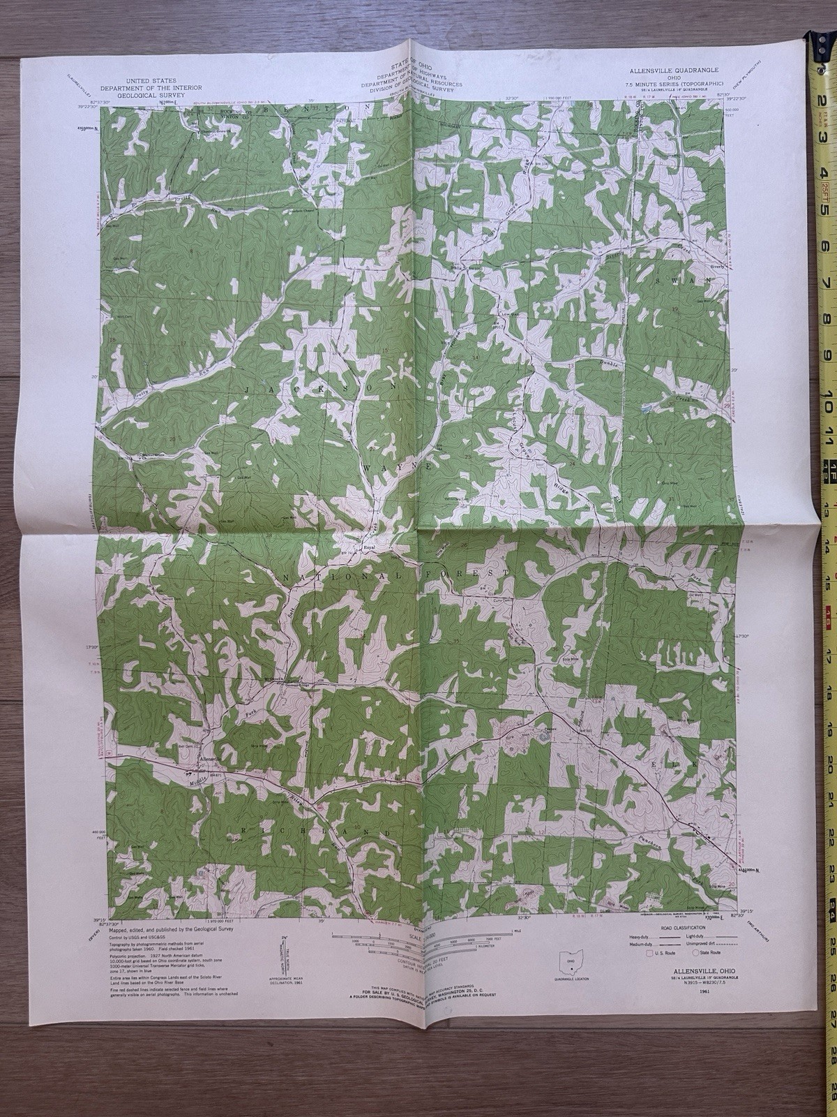 1961 Allensville Ohio USGS Topographic Map Wayne National Forest Strip Mines