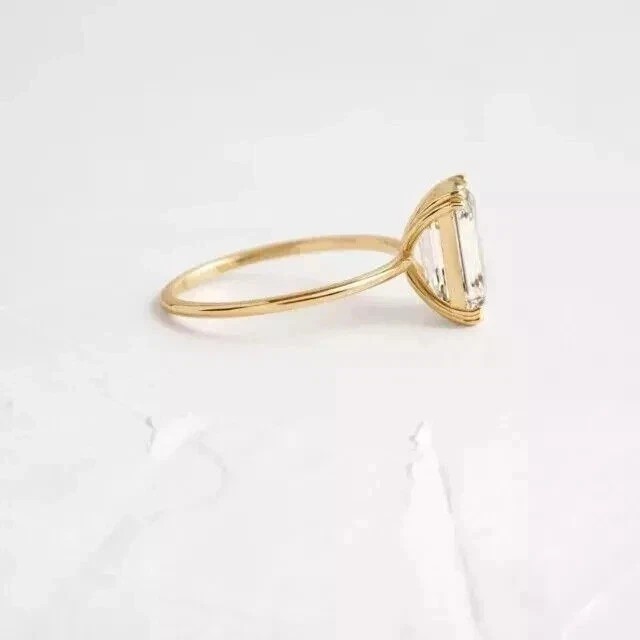 2Ct Emerald-Cut Lab Created Solitaire Engagement Ring 14K Yellow Gold Plated