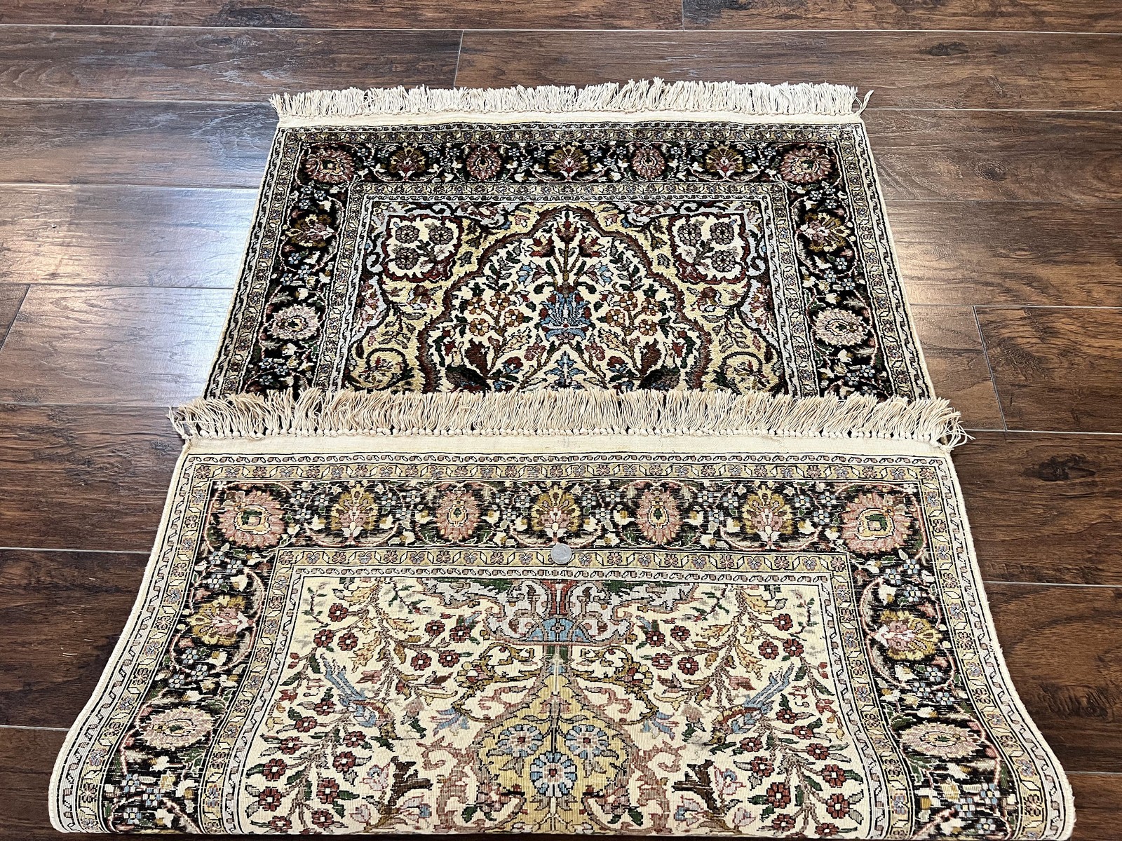 Silk Turkish Rug 3×5 Kayseri Tree of Life Birds Handmade Vintage Fine Carpet