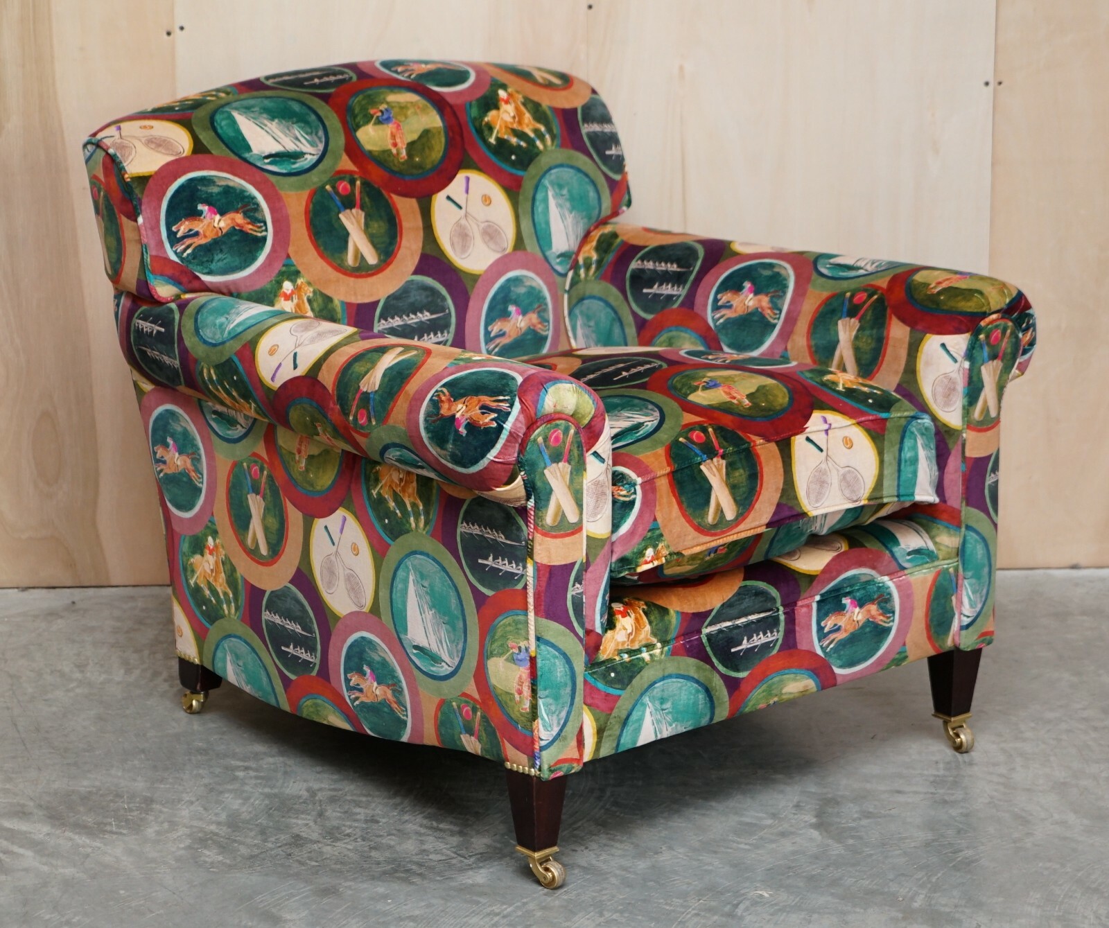 PAIR OF NEW MULBERRY SILK VELVET SPORTING LIFE GEORGE SMITH SCROLL ARM ARMCHAIRS