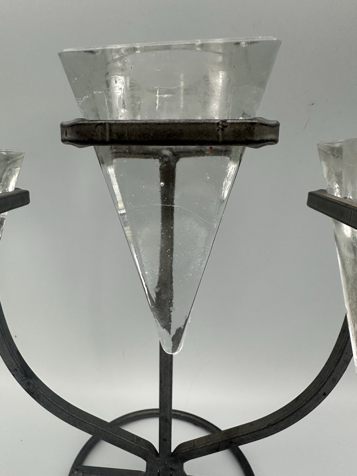 Metal And Glass Candle Holder Cone Shaped Holders 8.75″