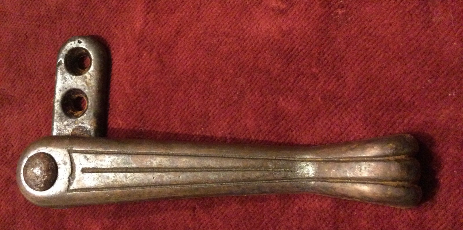 ART DECO ANTIQUE COPPER PLATED CAST IRON STAIR CARPET CLIPS. Marked REGd WAH