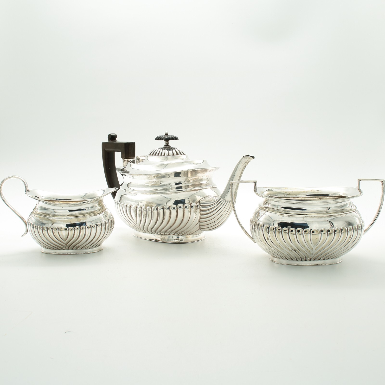 Antique Silver Plated Tea Set Half Reed Design by Robert Pringle of London