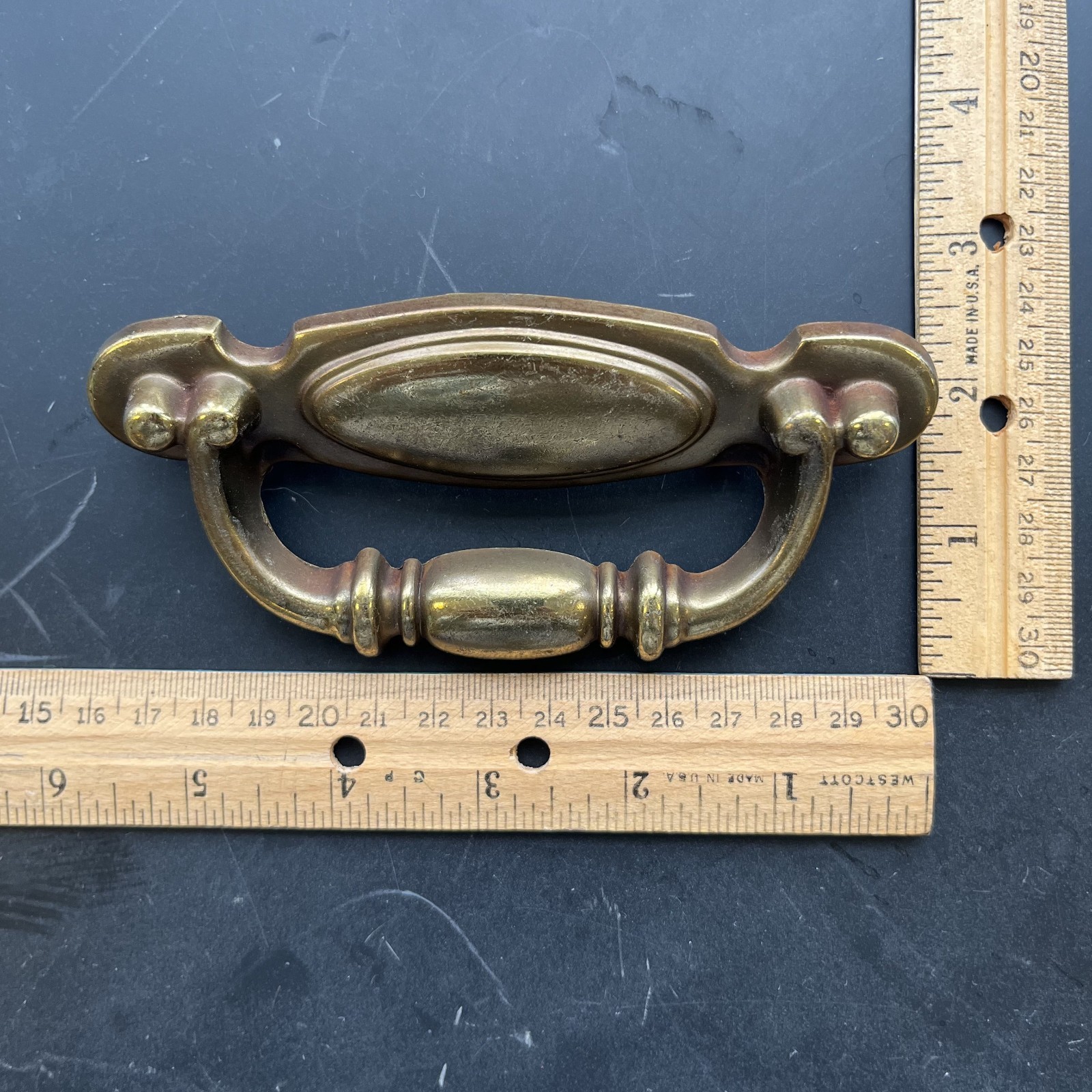Vintage Brass Fixed Bail Pull Drawer Handle Set Of 14 3″ Screw Fit