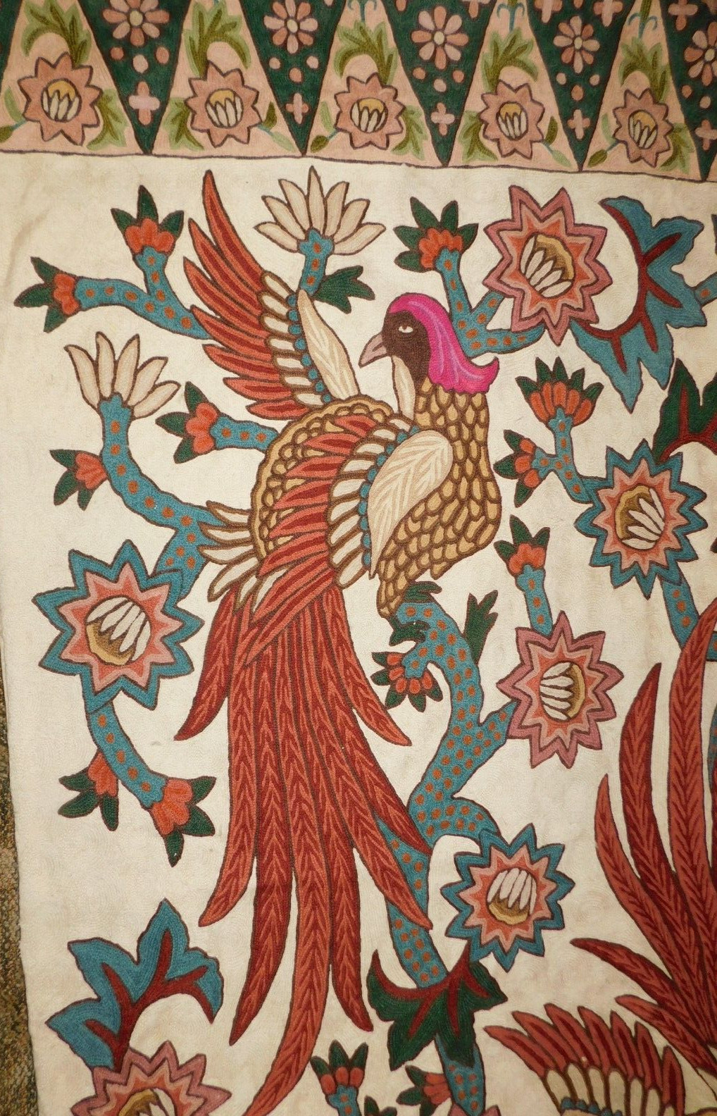 ANTIQUE TAPESTRY WITH BIRDS / PHEASANTS~35″ X 59 1/2″ AND SIMPLY BEAUTIFUL!!!
