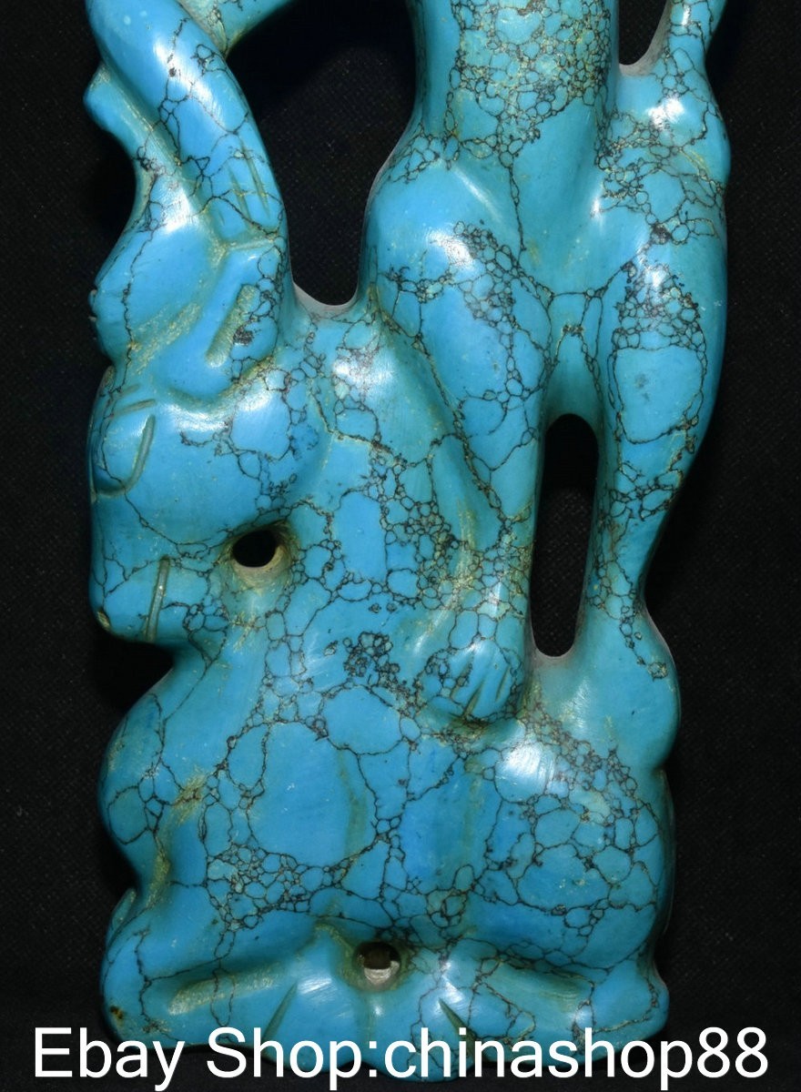 11.6″ Old China Hongshan Culture Turquoise Carving Sun God Helios Horse Statue