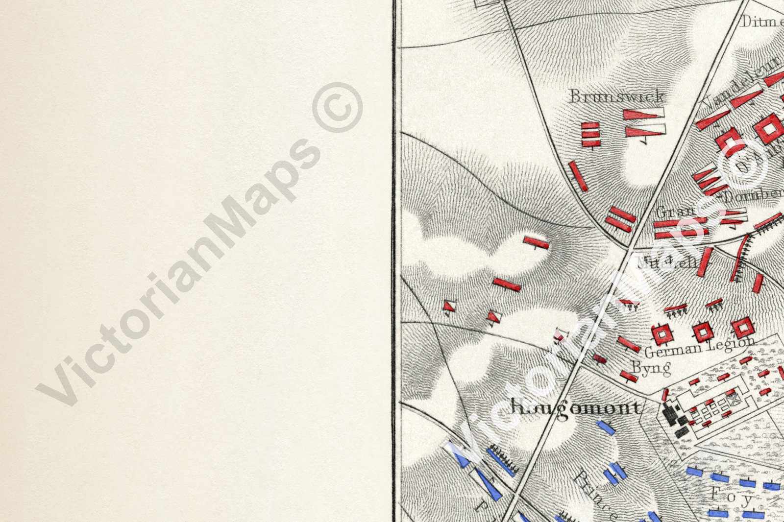 Antique map WATERLOO BATTLE Plan 2 Johnston 1850 wall art gift print poster XL
