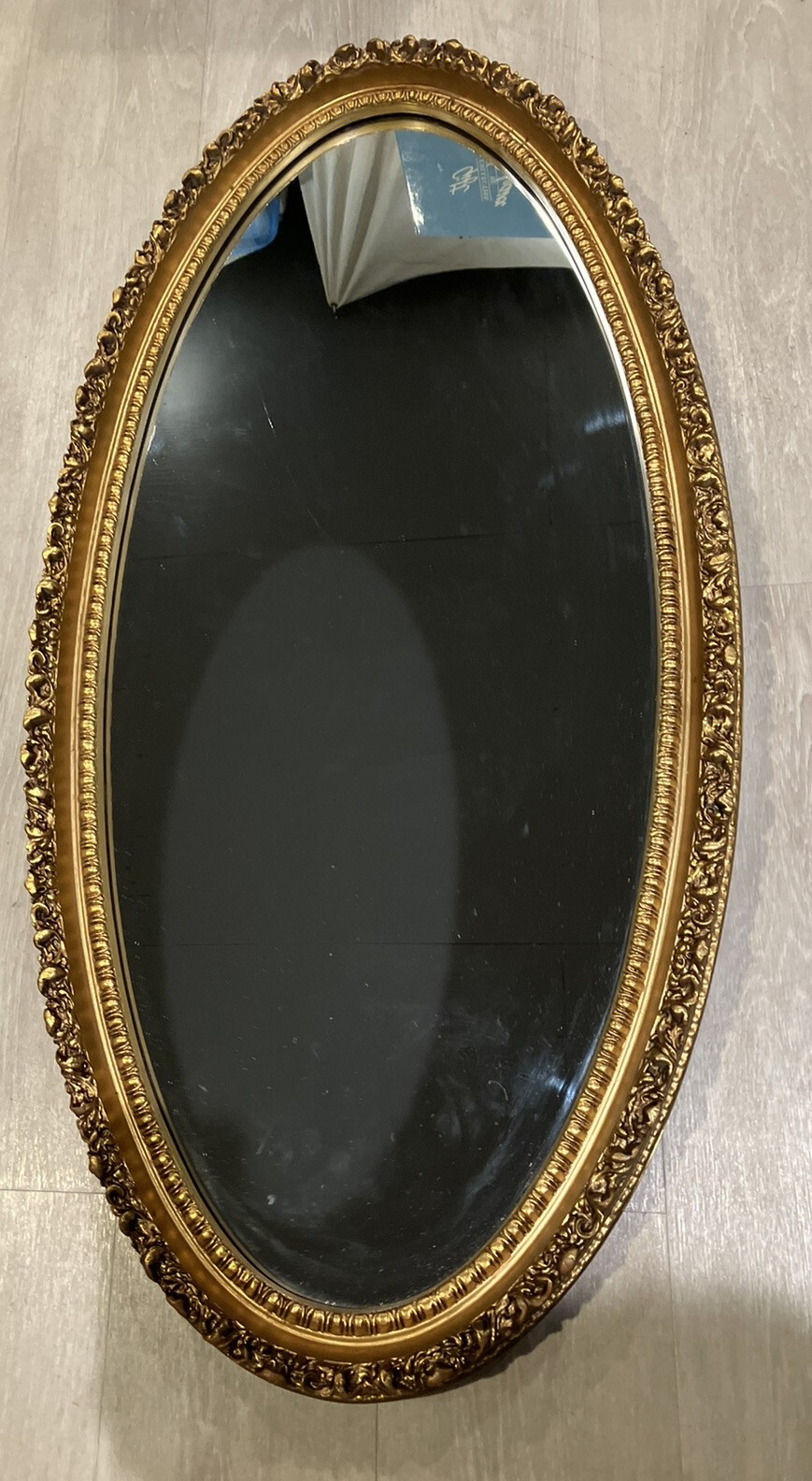 Rare 43 inch Gold Ornate Boho hollywood regency mirror wood MCM