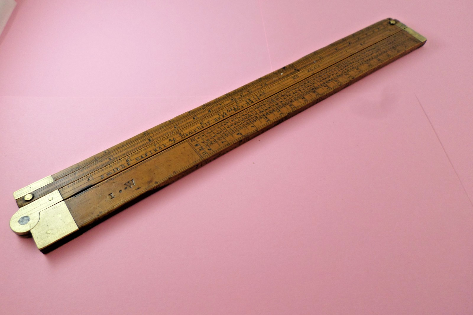 c1795, Rare Folding Slide Rule, Birmingham, Boxwood & Brass (A1359)