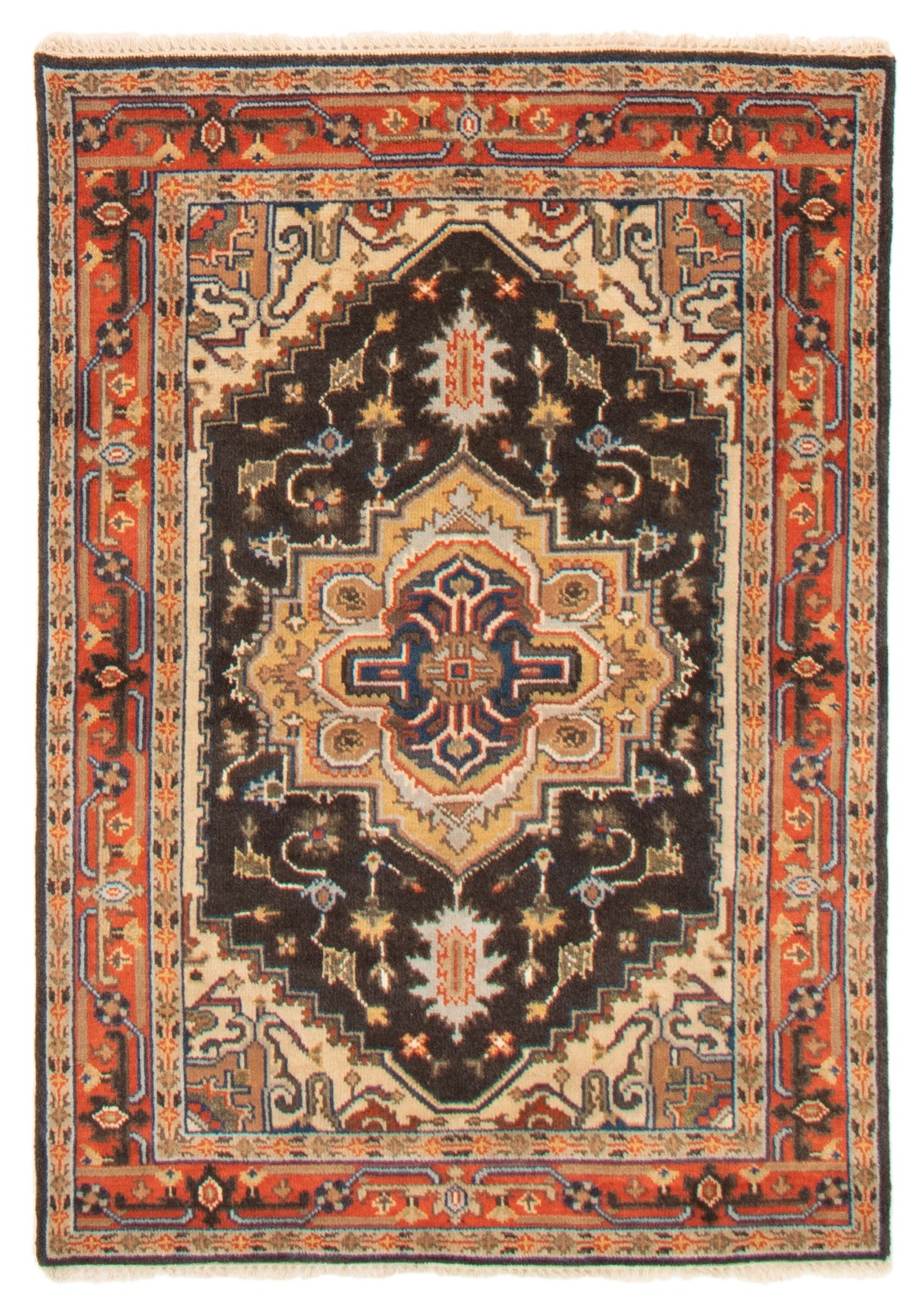 Vintage Hand-Knotted Carpet 4’1″ x 5’11” Traditional Oriental Wool Area Rug