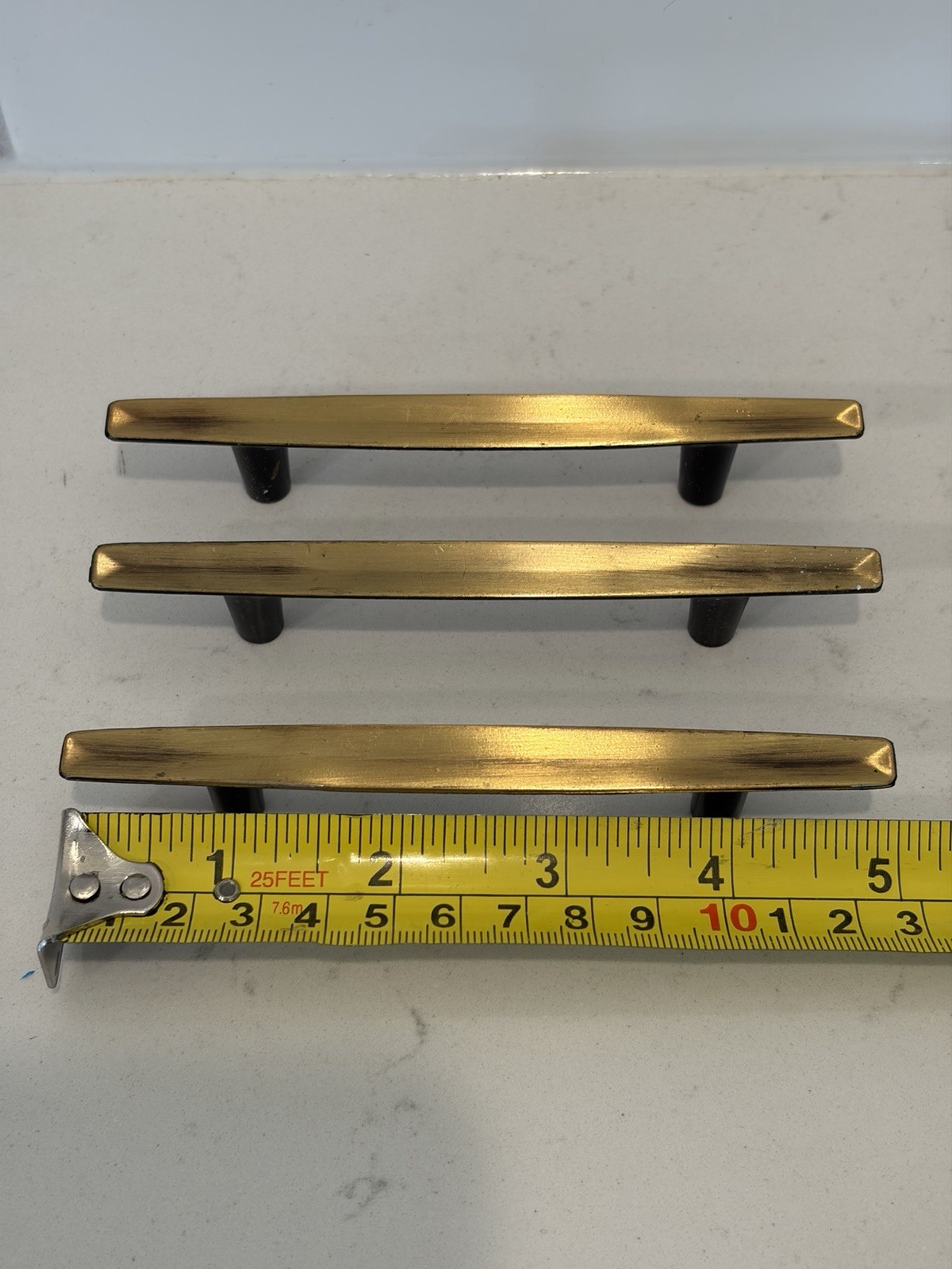 Mid-Century Style Brass/Gold Drawer Cabinet Handle Set Of Three