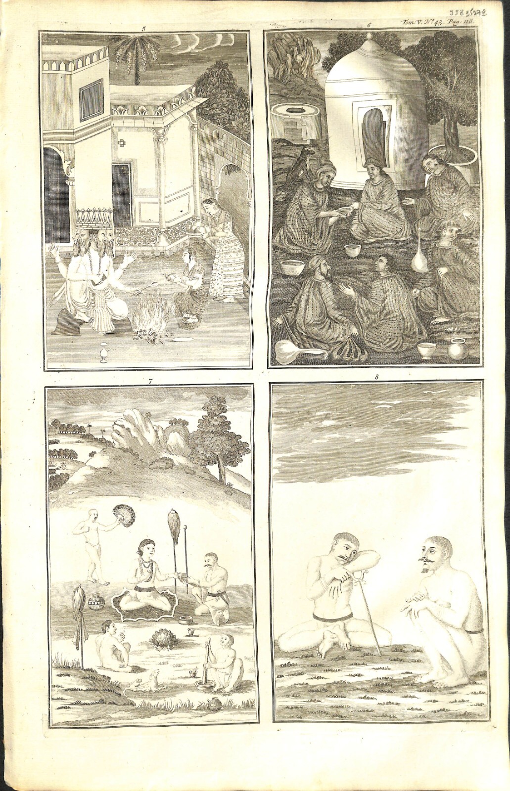 Antique map, Chatelain,No title Scenes of life of Buddha, 1719