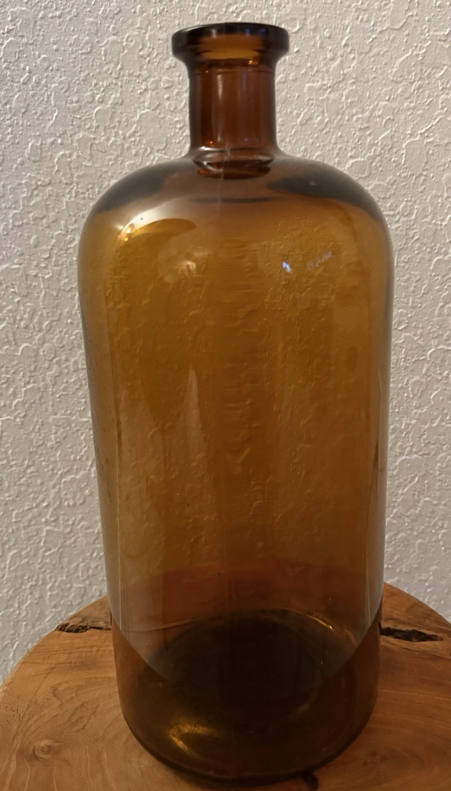 Vintage XL Amber Apothecary Bottle French County LookAbout 13” H 5” D