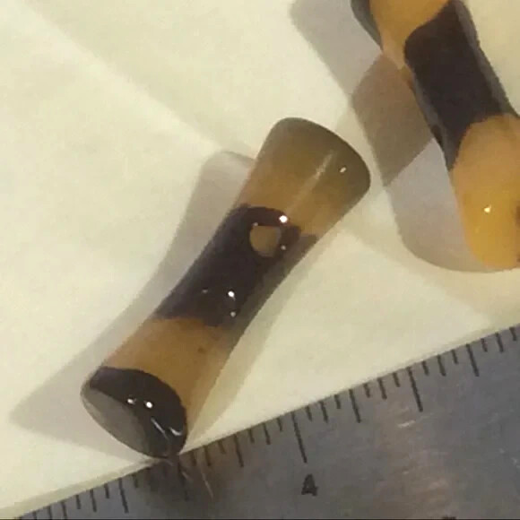 6 Toggle Buttons 2 Hole Sewing Replacement Parts Brown Plastic w/ Tapered Center