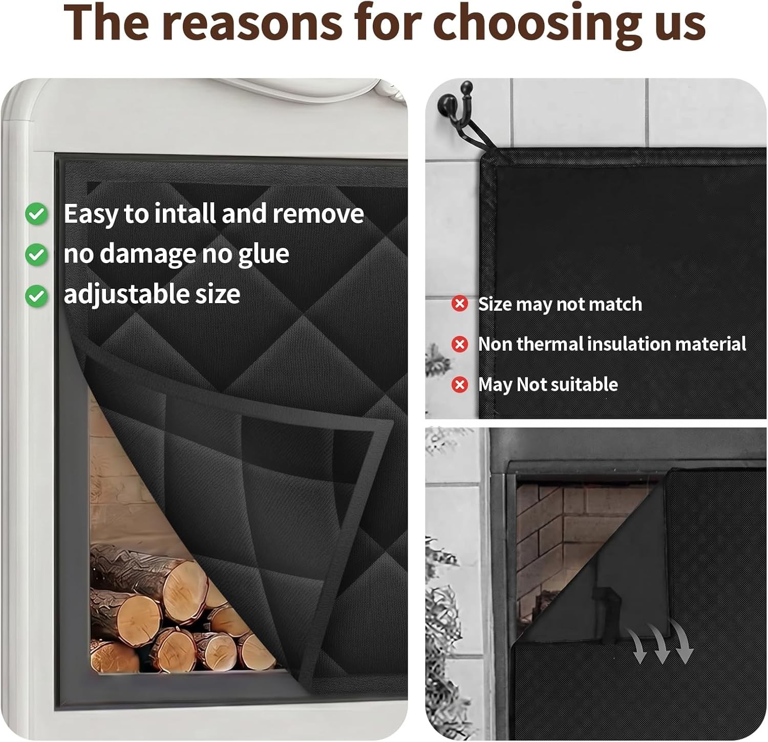 Magnetic Draft Blocker for Fireplaces – 42×32 Insulation Cover for All Seasons