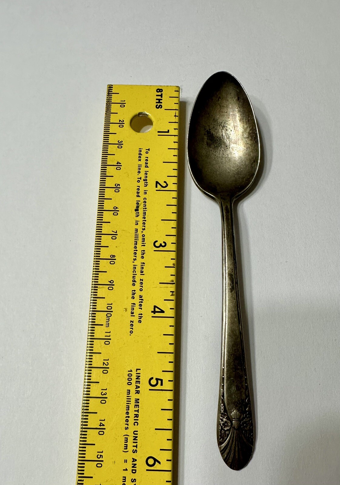 Vintage Crown Silver-plate Tea Spoon With Beautiful Design 6”’Long