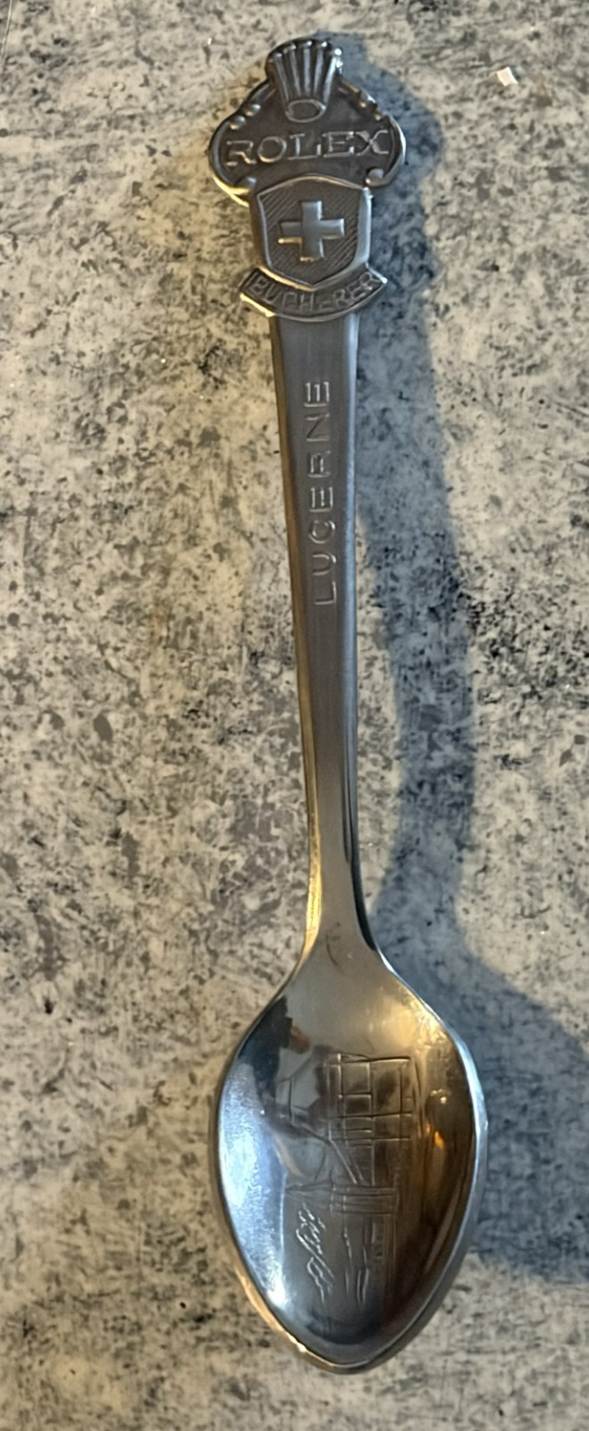 Vintage Rolex Bucherer of Switzerland Souvenir Spoon Lucerne Lion Monument CB