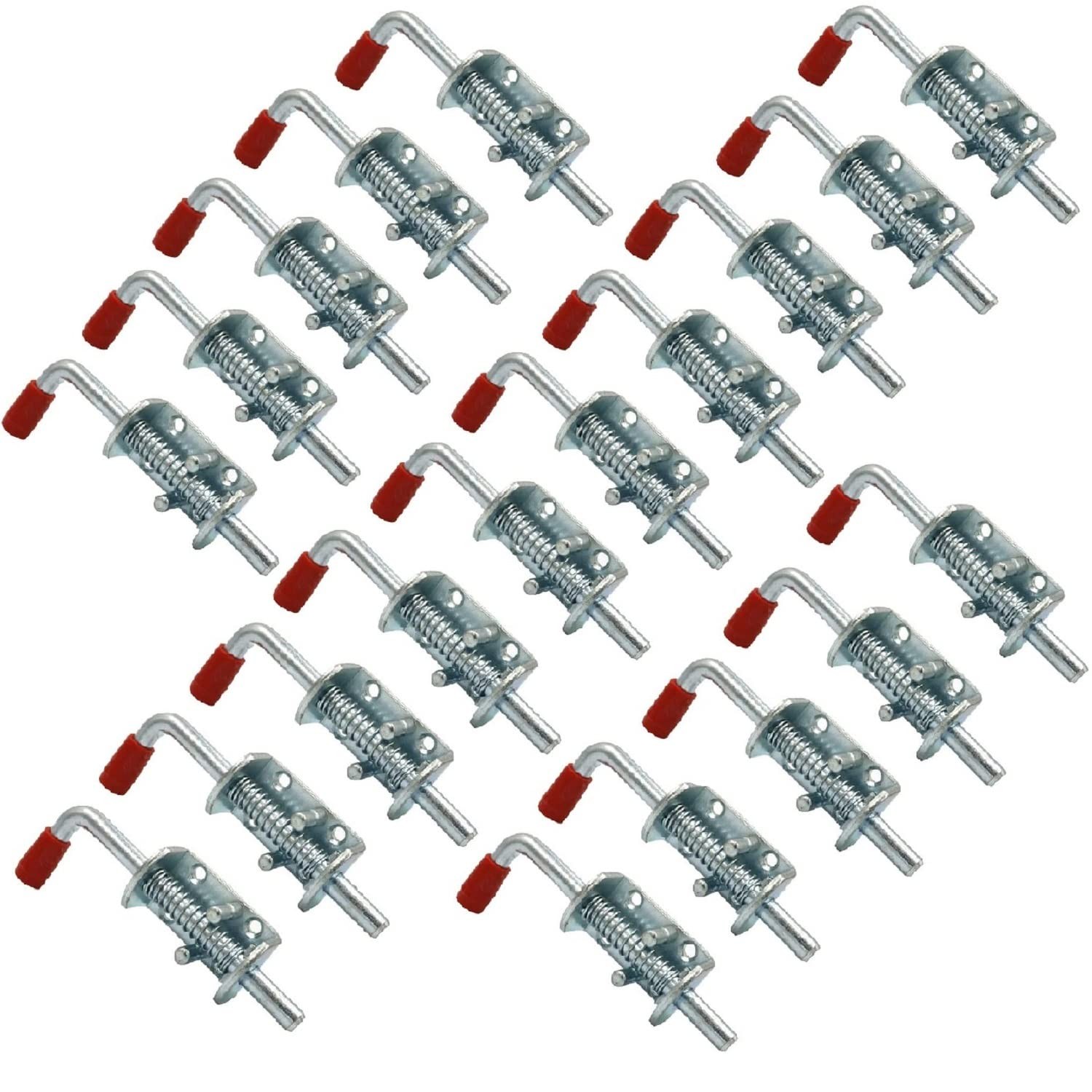 Metal Lock Barrel Bolt Spring Loaded 73.2mm x 168mm, Silver & Red
