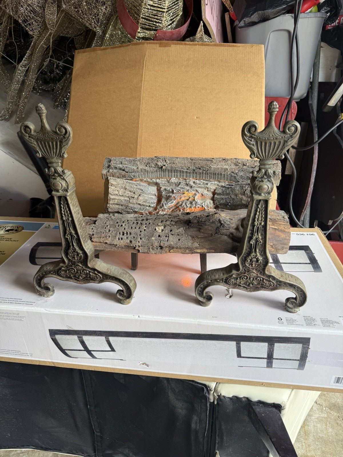 Vintage Set Cast Iron Fireplace Andirons Fire Dogs Primitive 18” Pullman N.Y.