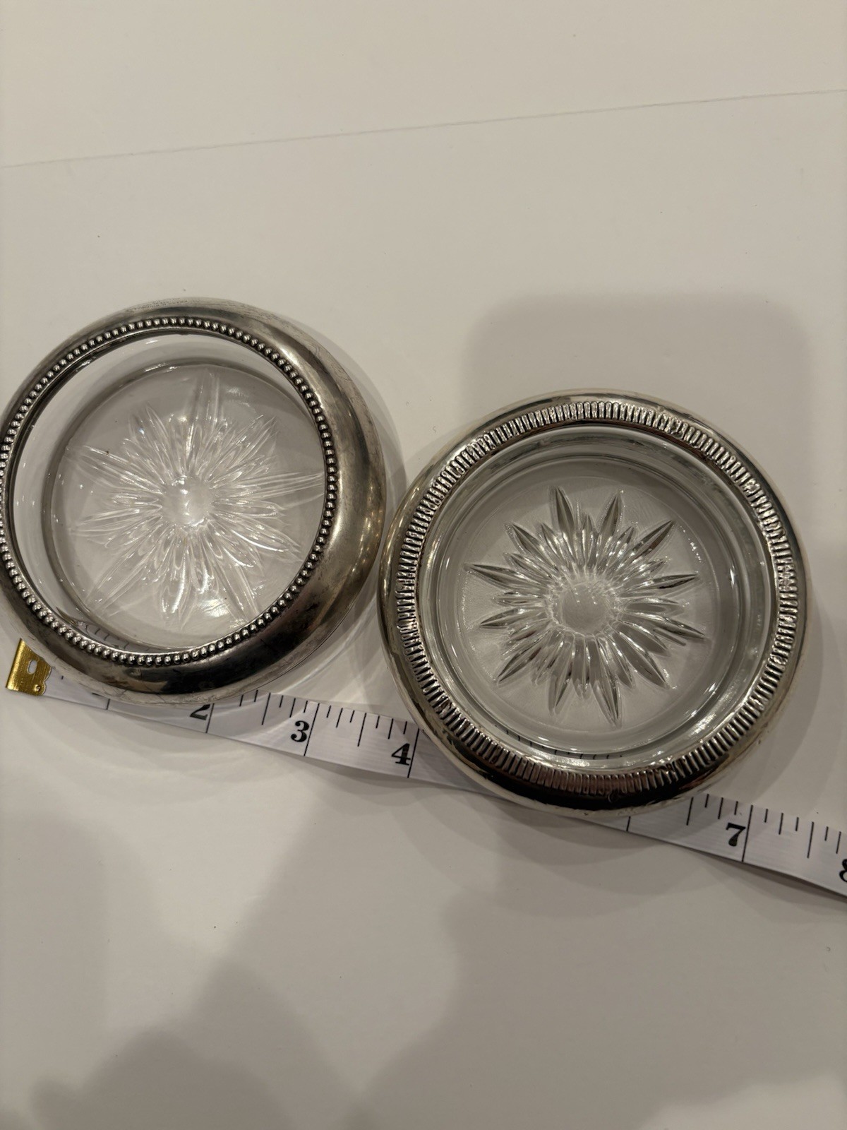 Frank M Whiting Sterling & Crown Sterling Drink Coasters Set of 2 Vintage 1950’s