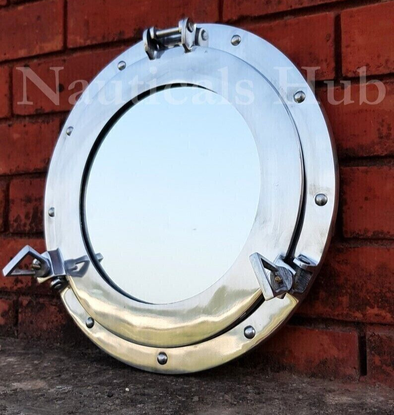 Nautical Silver Porthole Mirror Glass Round Porthole Ship Windows Porthole