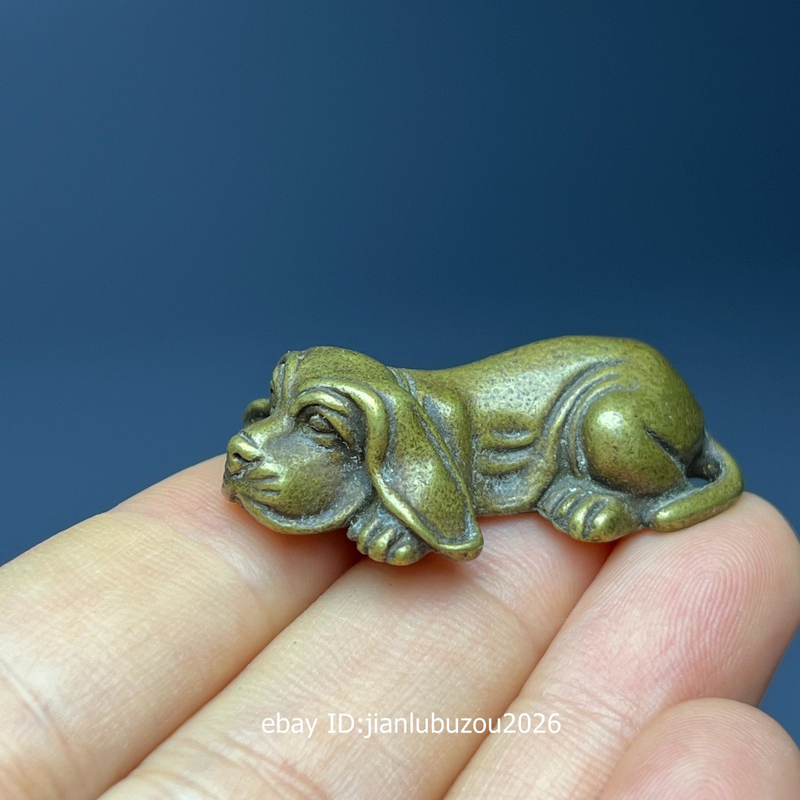 China Bronze Feng Shui Auspicious Lucky Pekinese Dog Pup Animal Statue A